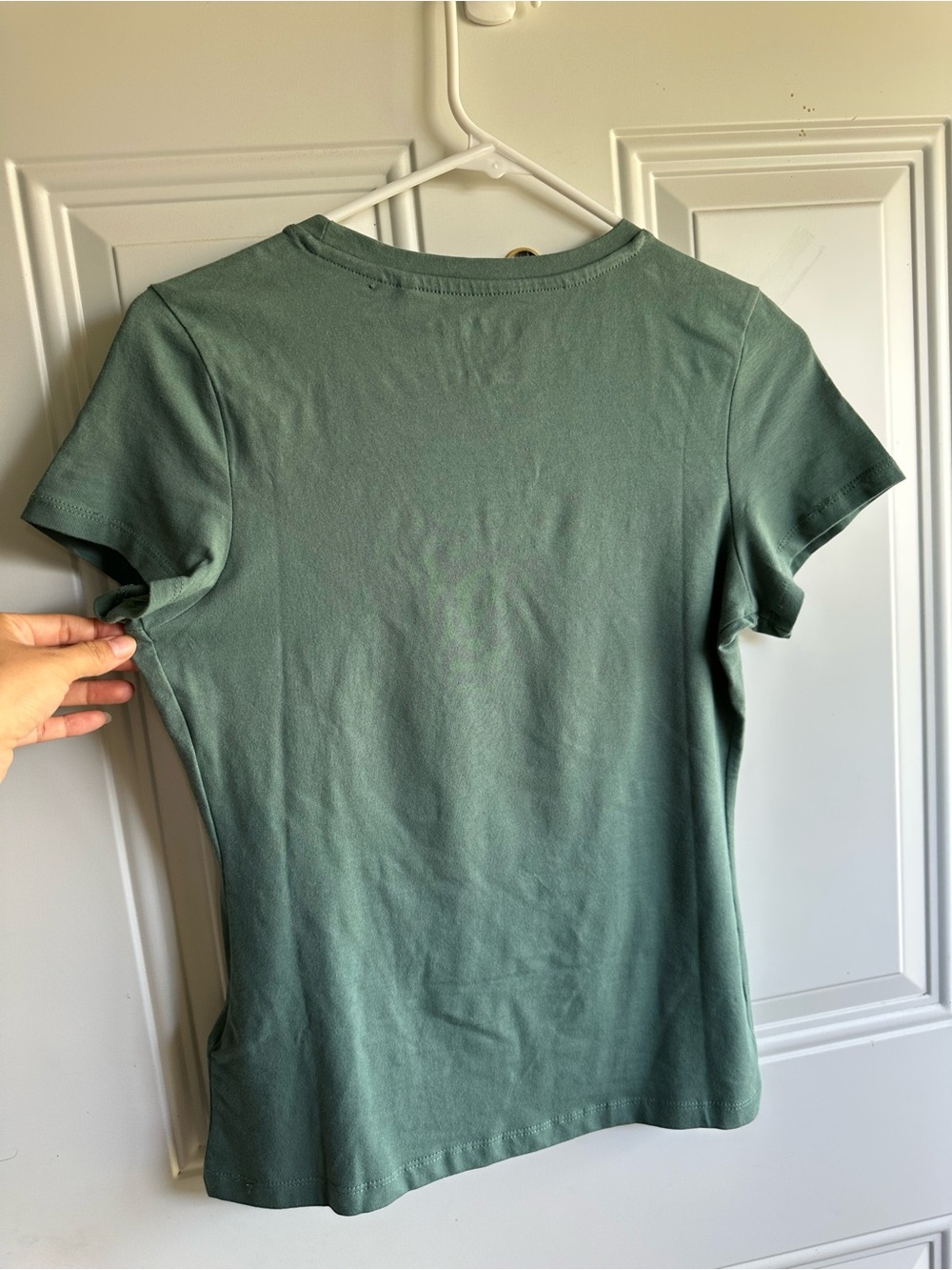 GUESS Women's Short Sleeve Logo Tee — Green with Gold Print - Picture 5 of 5